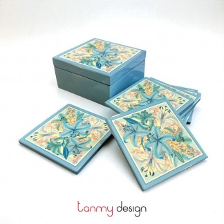 Set of  6 hand-painted coasters included with box ( different designs )